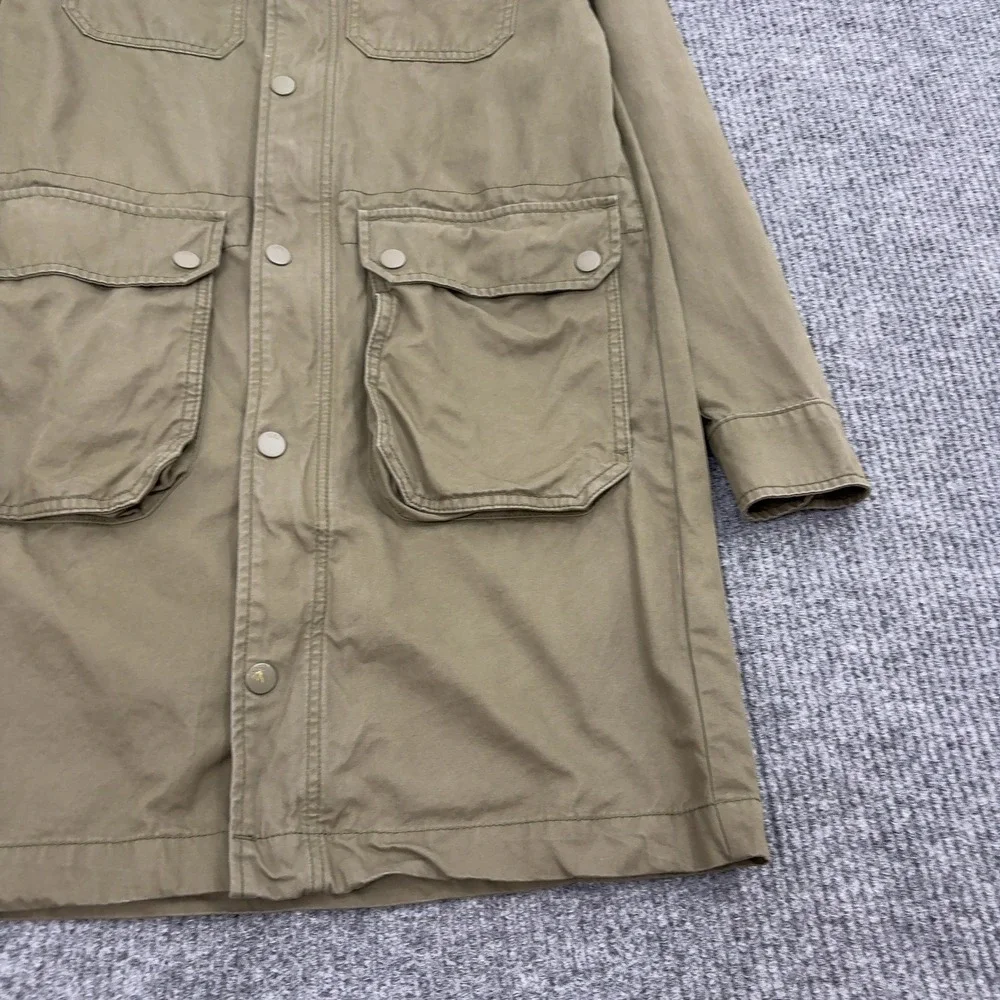 H&M Divided Parka Jacket Men XS Green Cotton Hooded Utility Military Gorpcore
